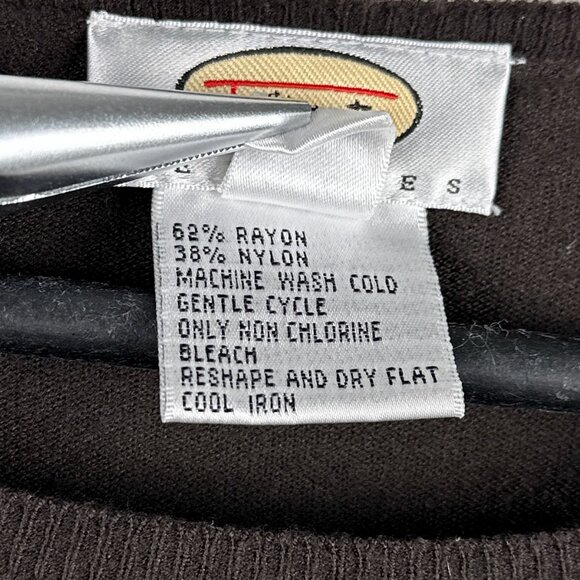 Talbots Brown Lightweight Scoop Neck Sweater Rayon Nylon Size Small Petite SP - Picture 6 of 10